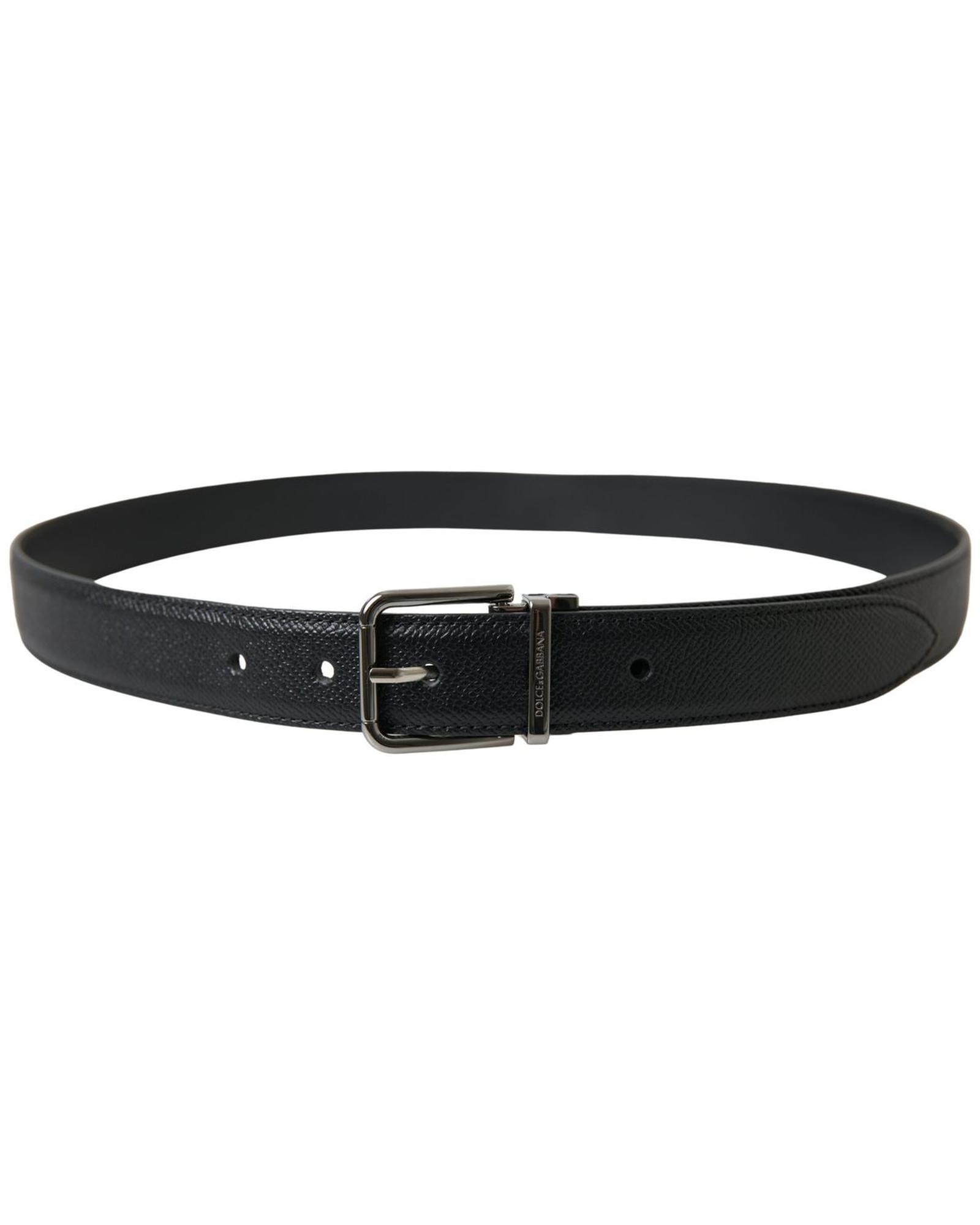 Dolce & Gabbana Mens Metal Buckle Leather Belt - Black - Size 90 cm