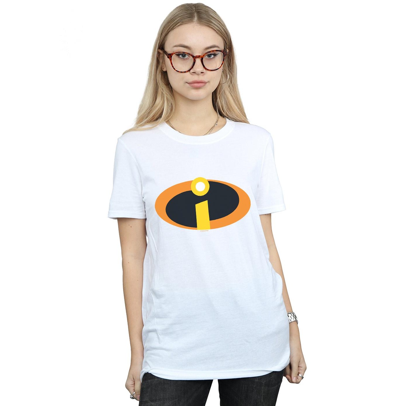 Disney Womens/Ladies The Incredibles Costume Logo Cotton Boyfriend T-Shirt (White) dam – bild 2