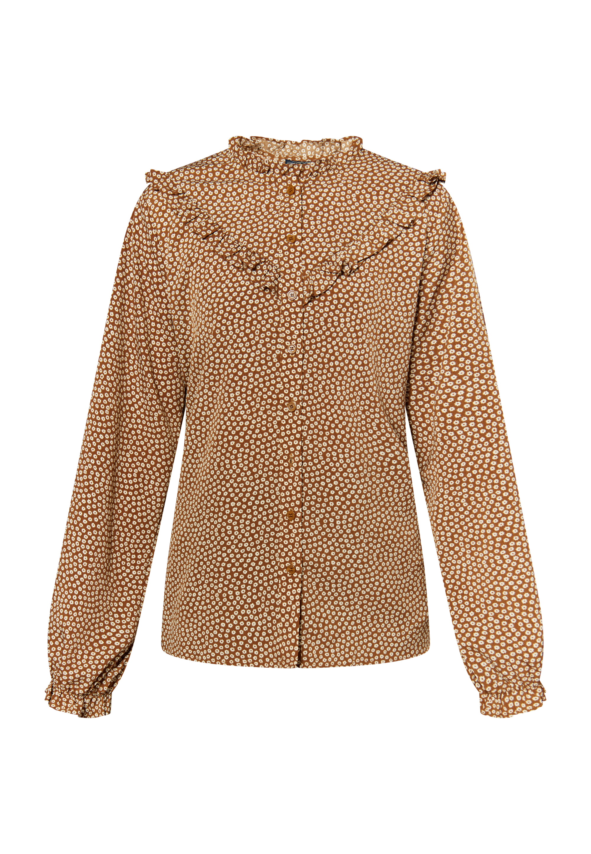 Thumbnail - Dreimaster Langarmbluse Damen Dunkelkamel Beige