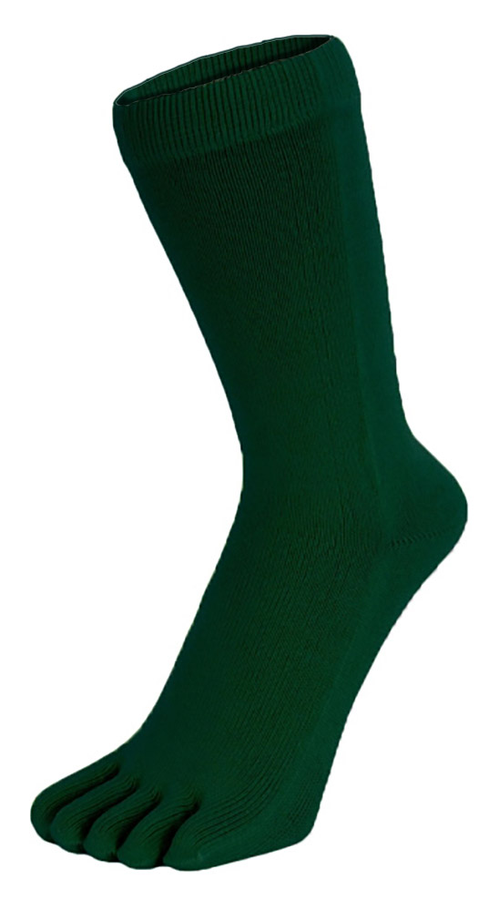 Thumbnail - TOETOE - Herren & Damen essentielle mittelhohe weiche atmungsaktive Baumwollzehensocken - Dunkelgrün