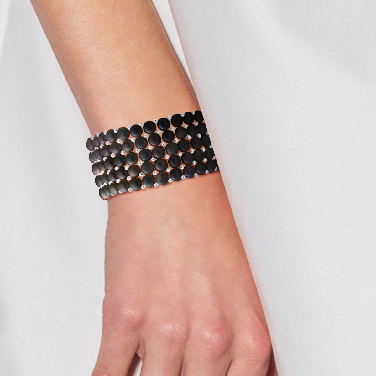 Diadema Armband Äkta sötvattenspärlor Svart Tahiti Style dam – bild 2