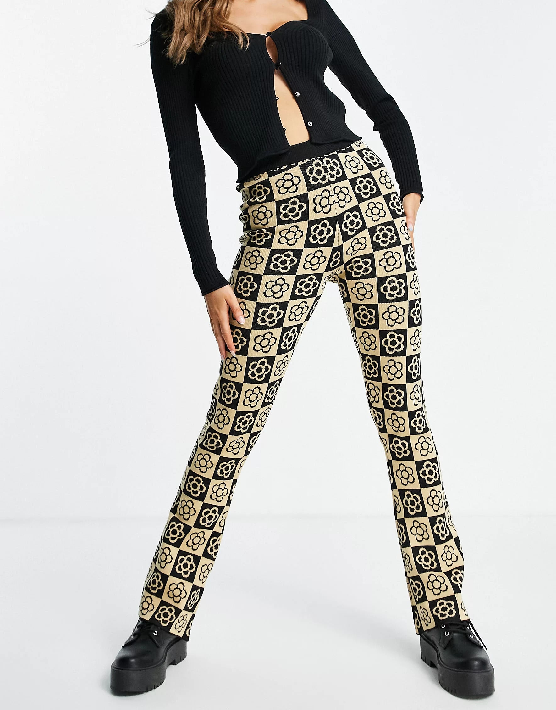 Daisy Street Wide Leg Trousers in Leopard Print