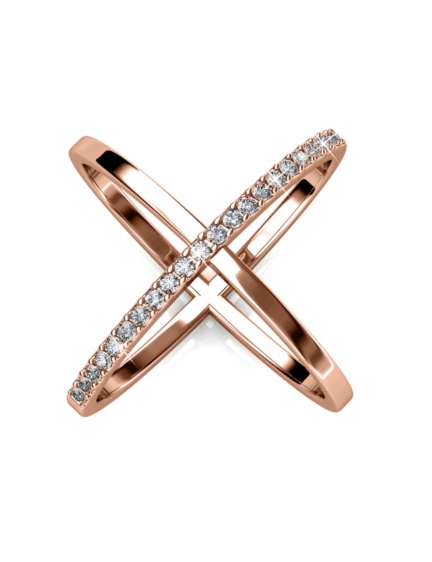Thumbnail - X Duo Ring - Roségold und Kristall