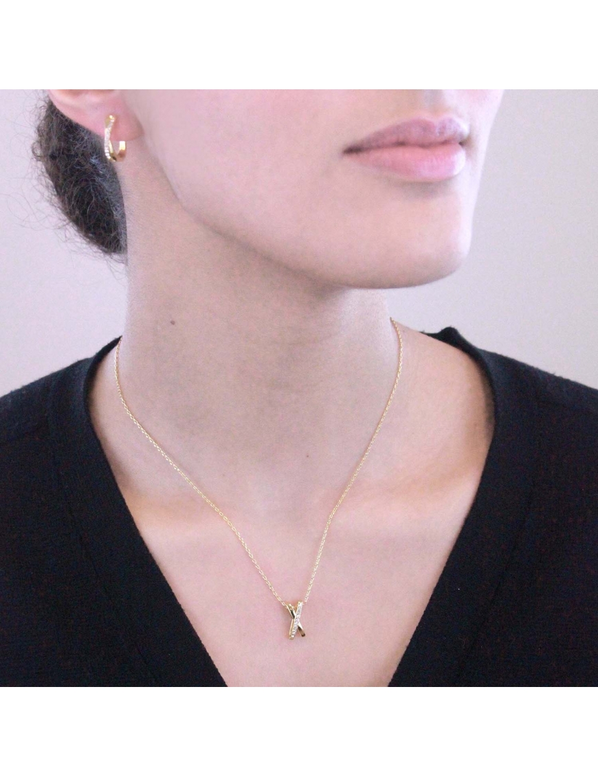 MYC Paris Criss och X Duo Set : Guld och kristall halsband dam – bild 2