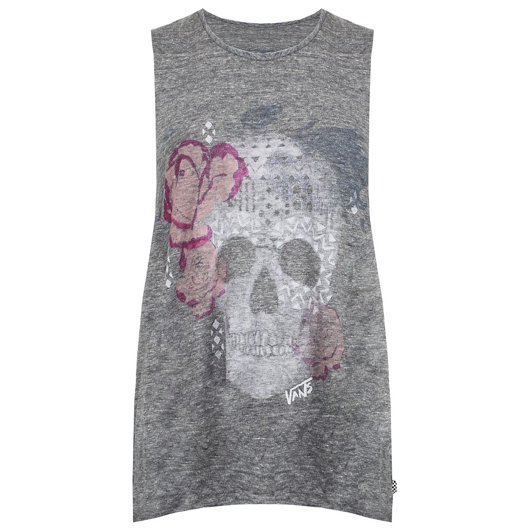 Thumbnail - Vans von der Wand skizzenhafter Schädel Damen Grey Top