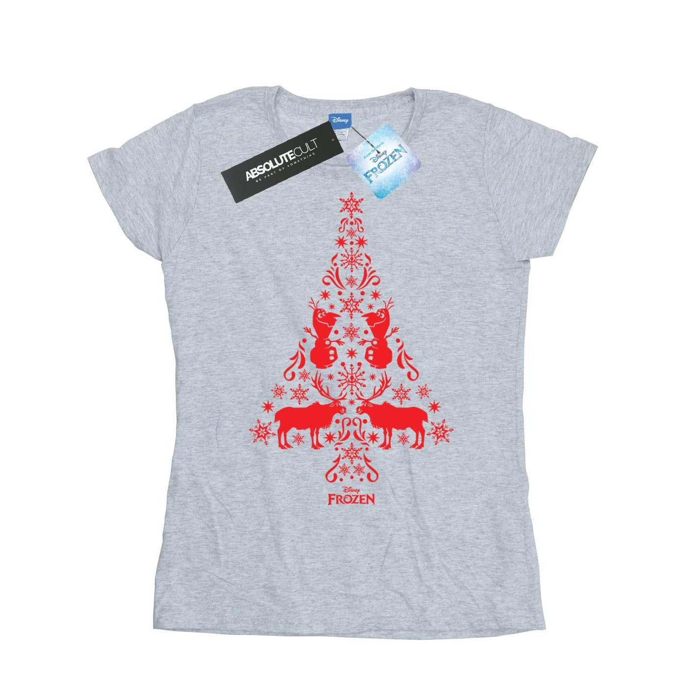Thumbnail - Disney - "Frozen Christmas Tree" T-Shirt für Damen (Grau)