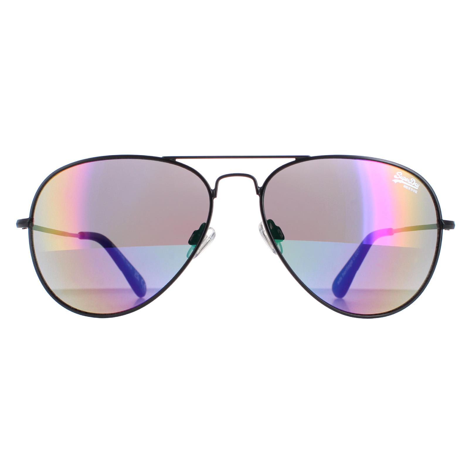 Lunettes de soleil Superdry Heritage SDS 027 matte black oil slick mirror