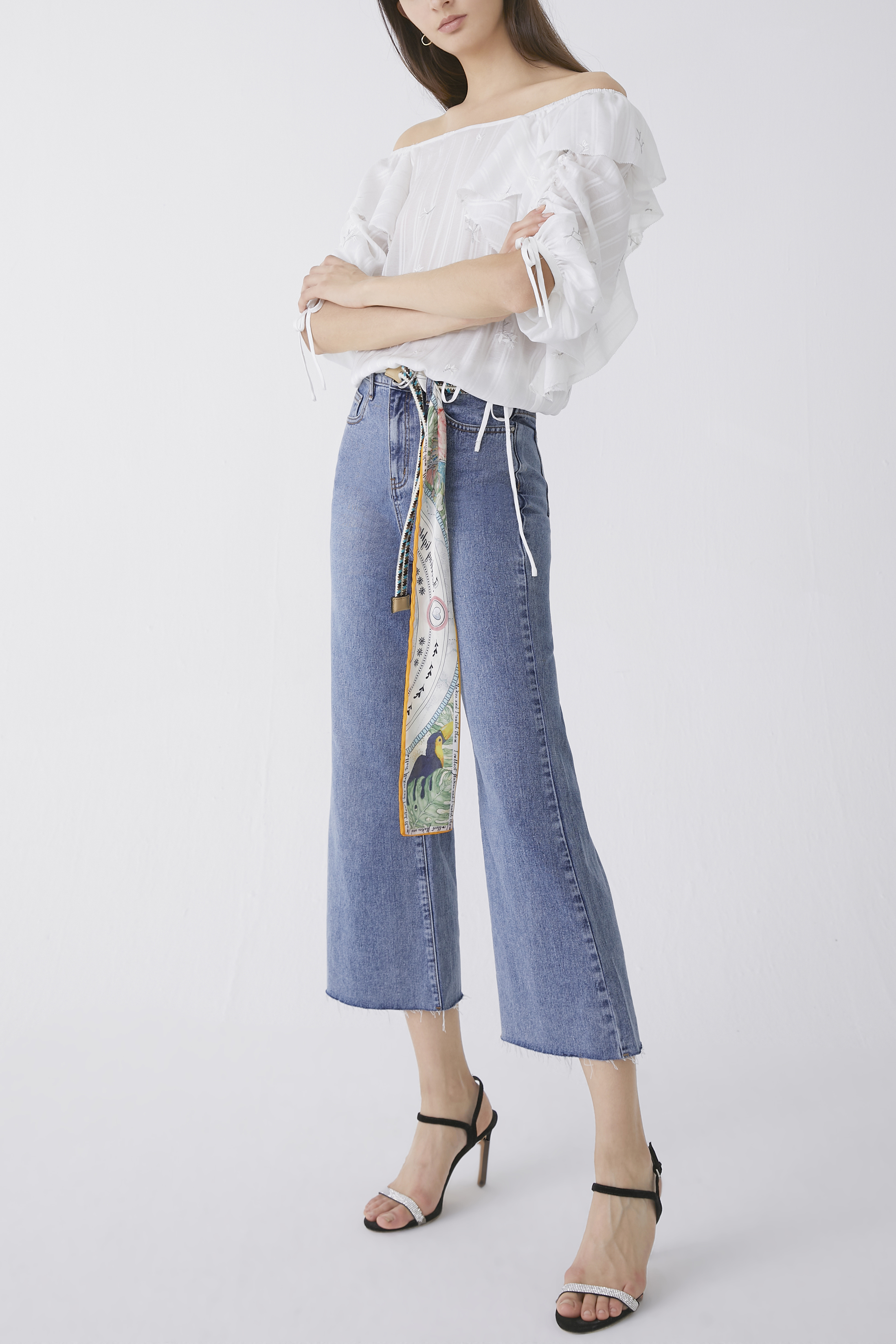 Thumbnail - Chiffon-Hemd mit Rüschen Weiß