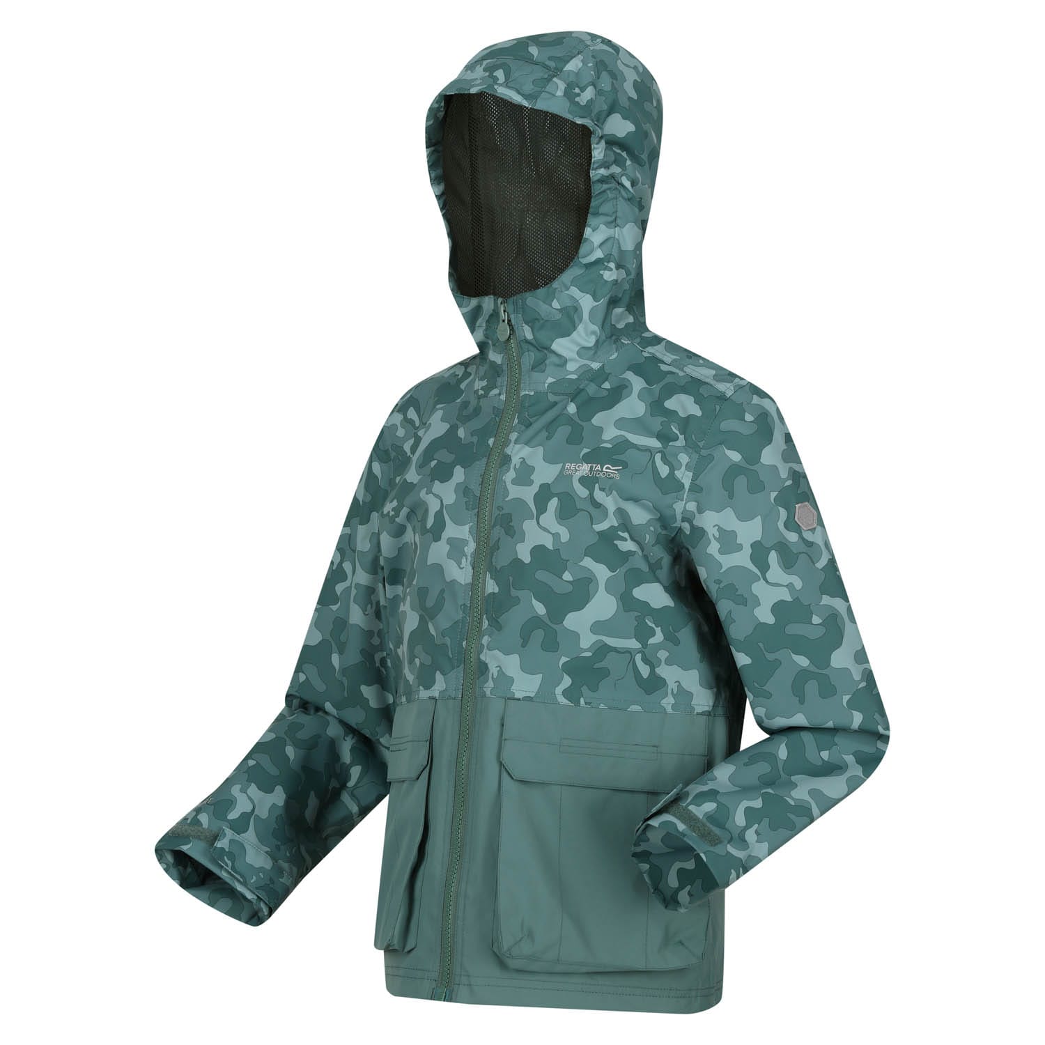 Regatta Juniors Hywell Waterproof Jacket in Sea Pine Camo