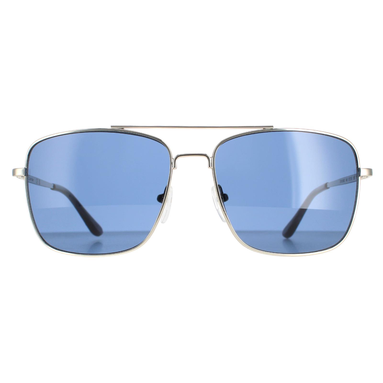 Calvin Klein Square Mens Silver Smoke Grey CK19136S Metal - One Size