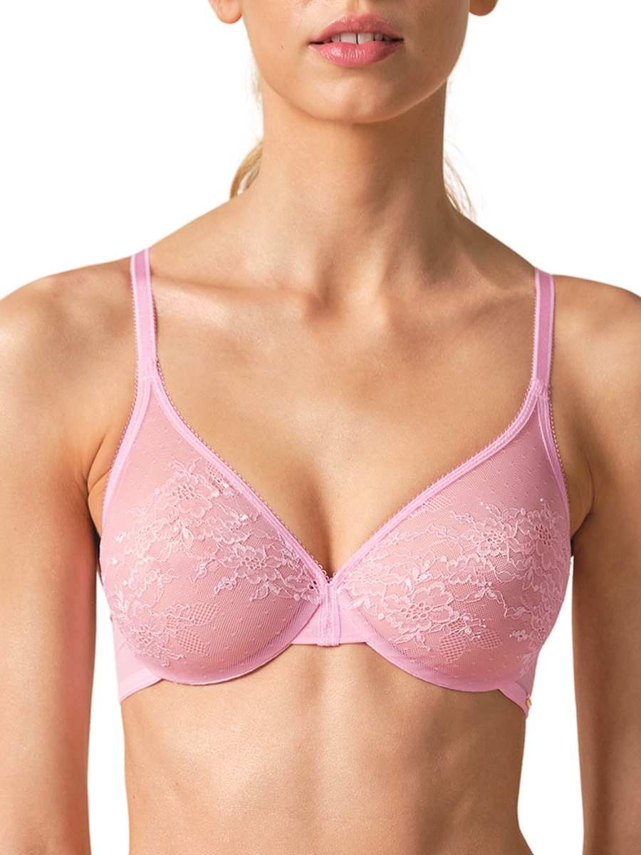 Gossard Womens Glossies Lace Sheer Bra - Pink - Size 36E