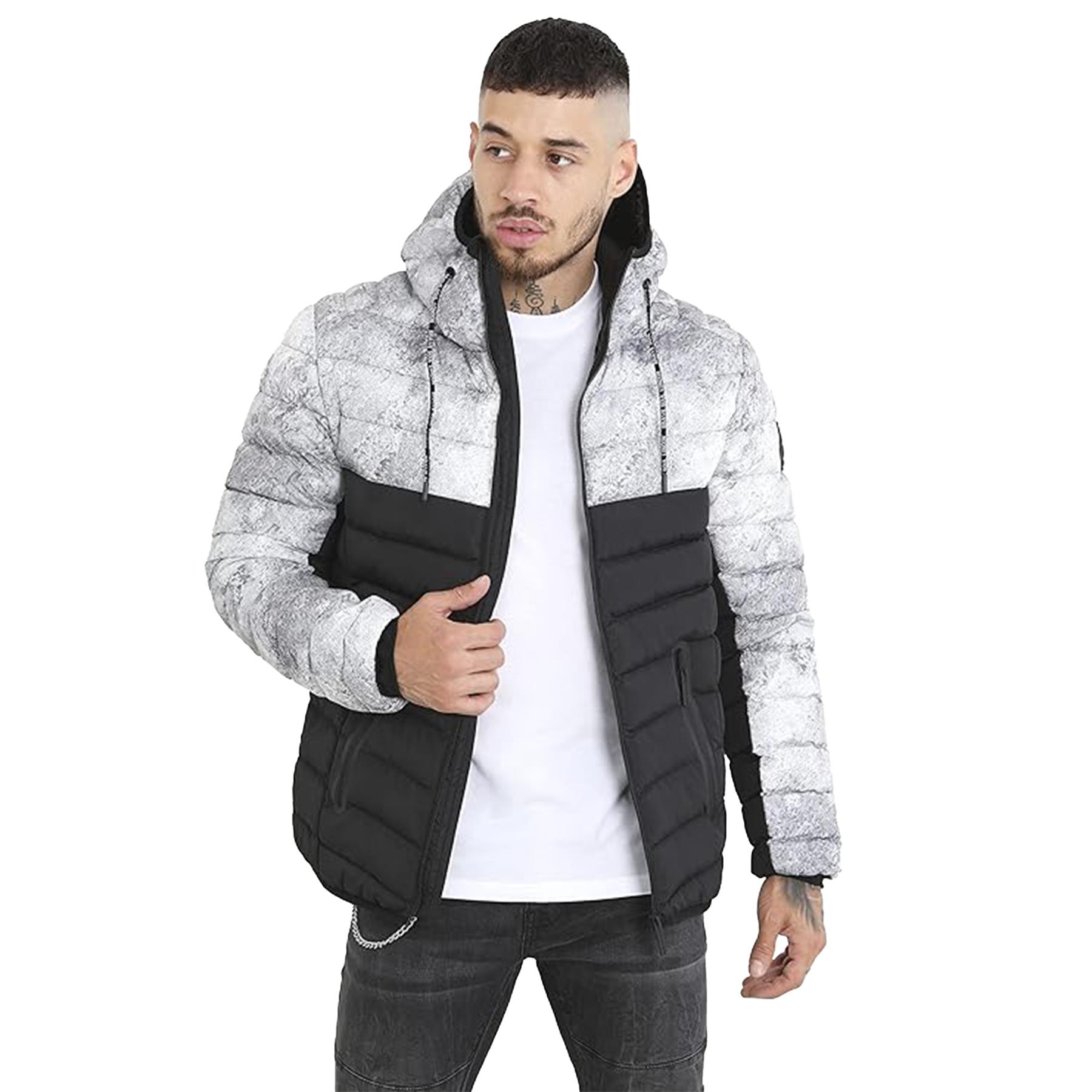 Brave Soul Bravesoul Mens Puffer Jacket Winter Hooded Zip Coat - Black - Size 2XL