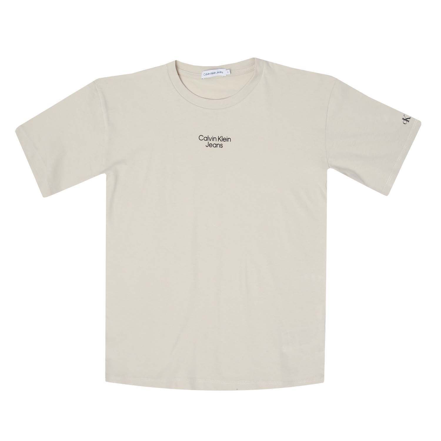 Boy's Calvin Klein Infant Relaxed Logo T-Shirt in Beige