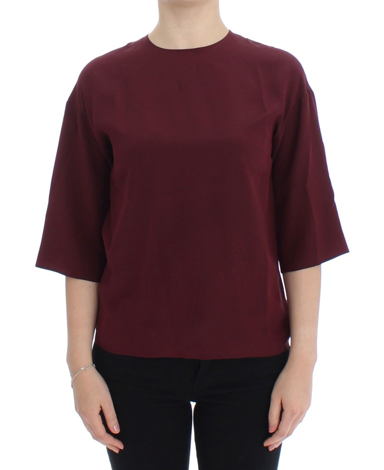 Thumbnail - Dolce & Gabbana Rote Seidenbluse mit 3/4-Ärmeln