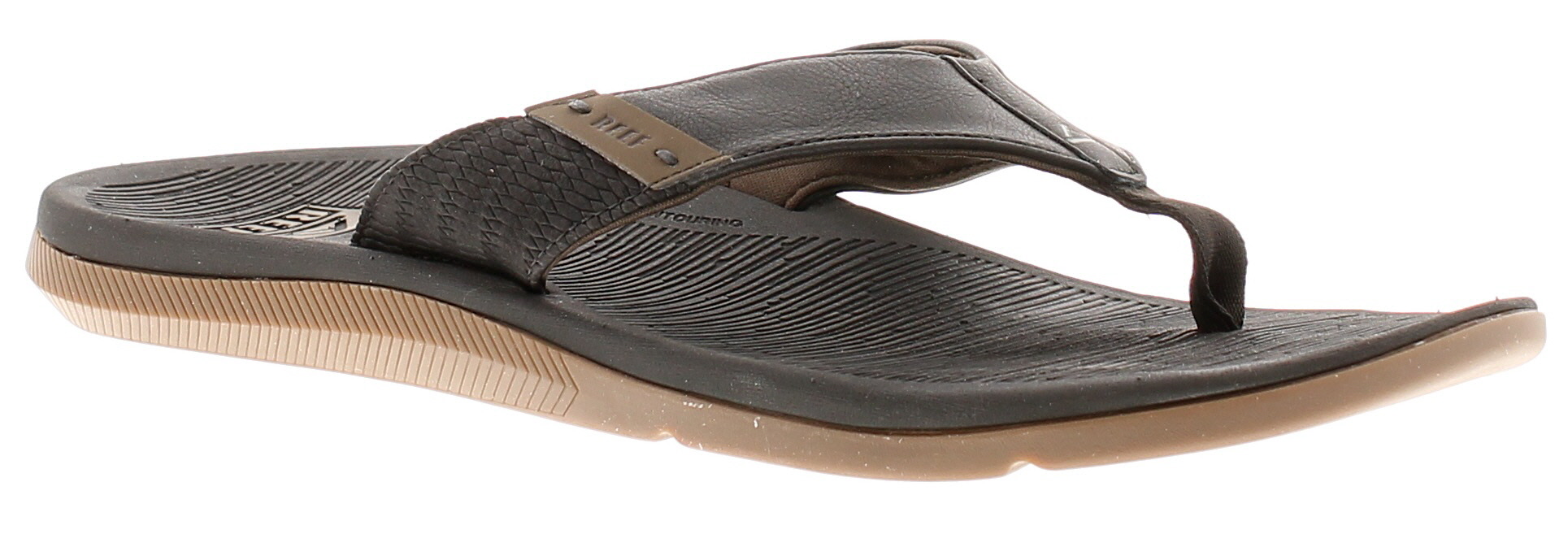 Reef Santa Ana Herren Leder Zehensteg Flip-Flops schwarz