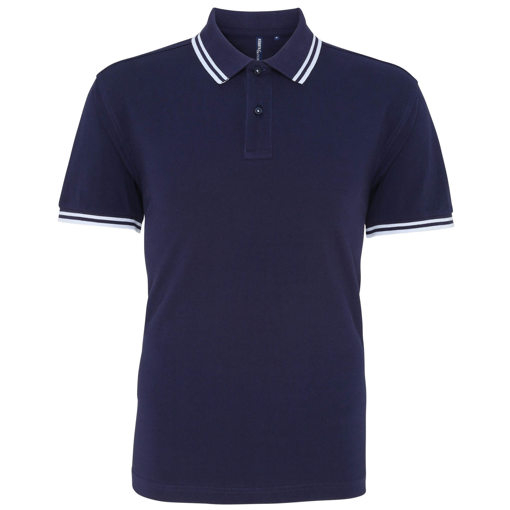 Thumbnail - Asquith & Fox Herren-Poloshirt mit klassischer Passform (Navy/ Weiß)