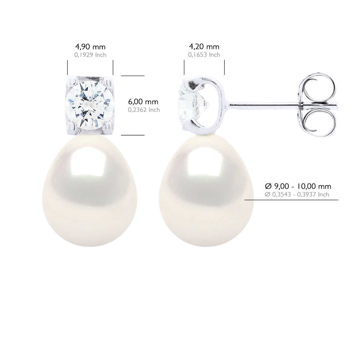 Ateliers Saint Germain Örhängen Solitaire Cubic Zirconia Diameter 4,50 mm dam – bild 2