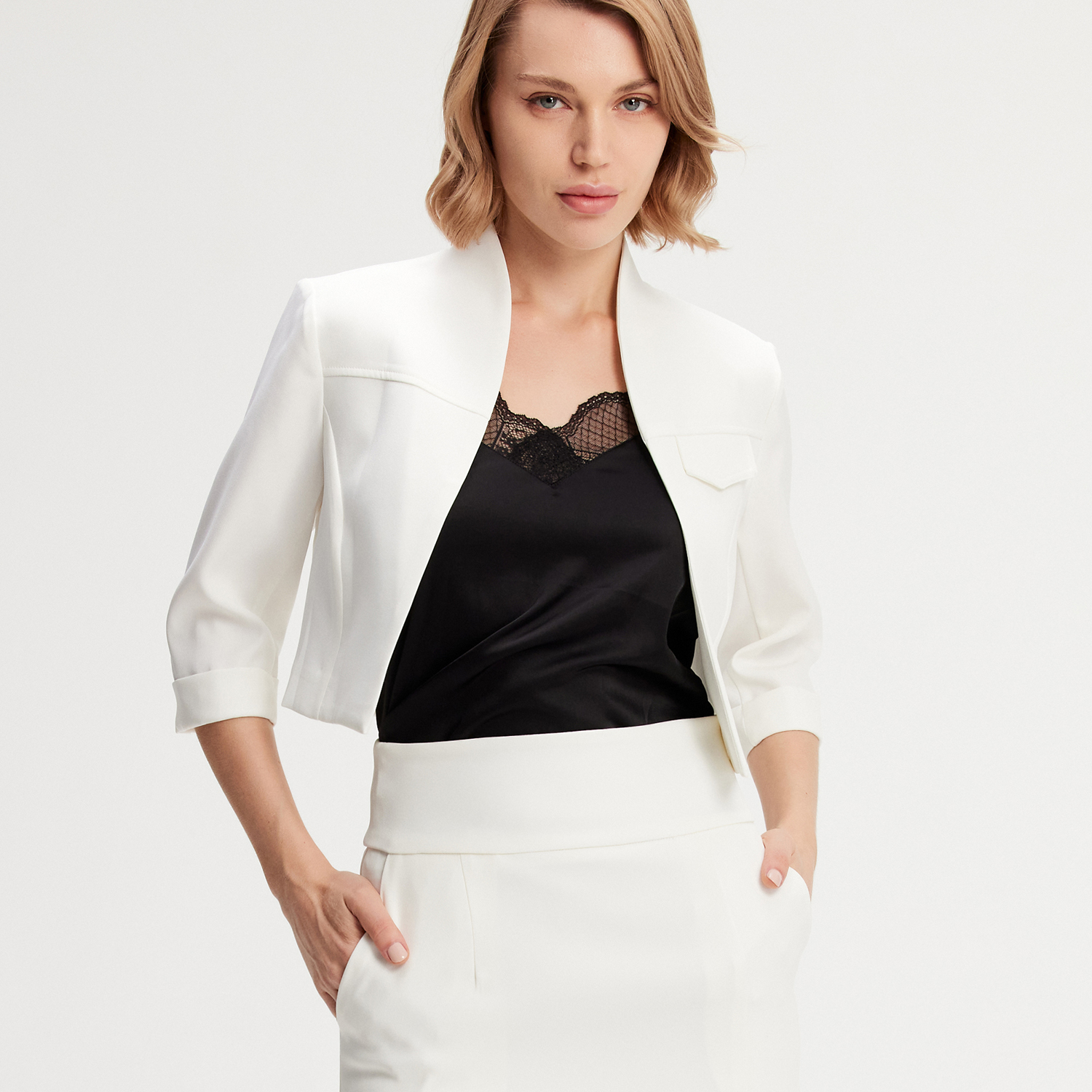 Smart & Joy Minimalistisk cropjacka dam – bild 2