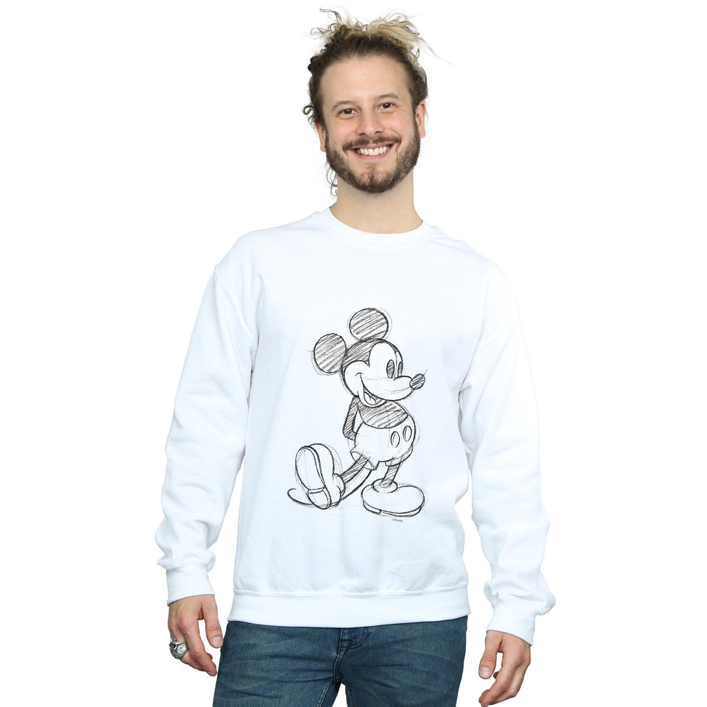 Disney Mens Mickey Mouse Sketch Kick Sweatshirt (White) herr – bild 2