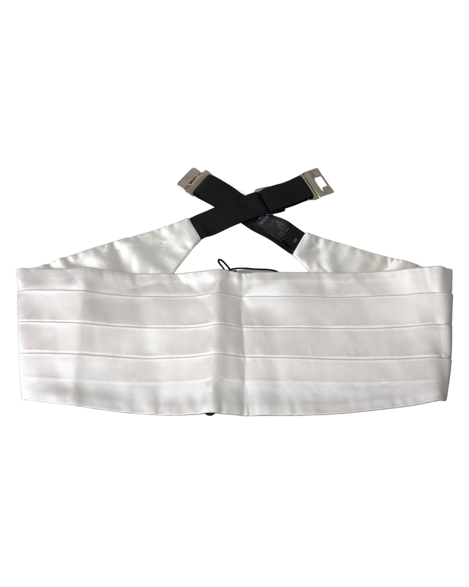 Dolce & Gabbana Mens Silk Cummerbund for - White - Size Medium