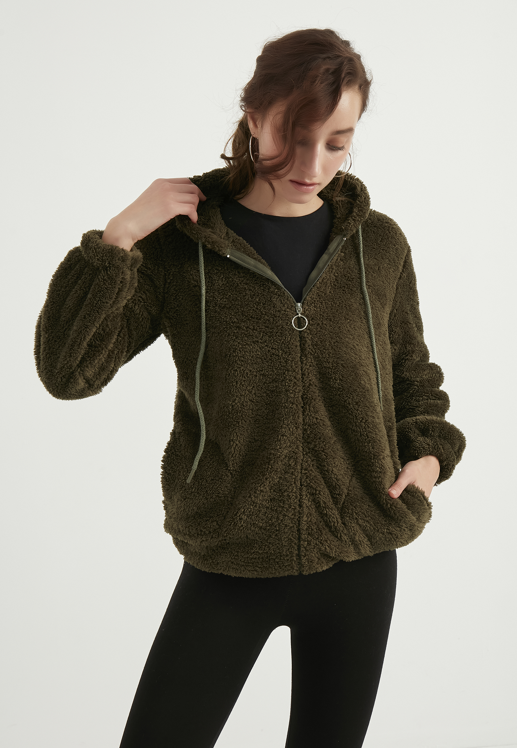 Thumbnail - Plüsch-Sweatshirt mit Kapuze
