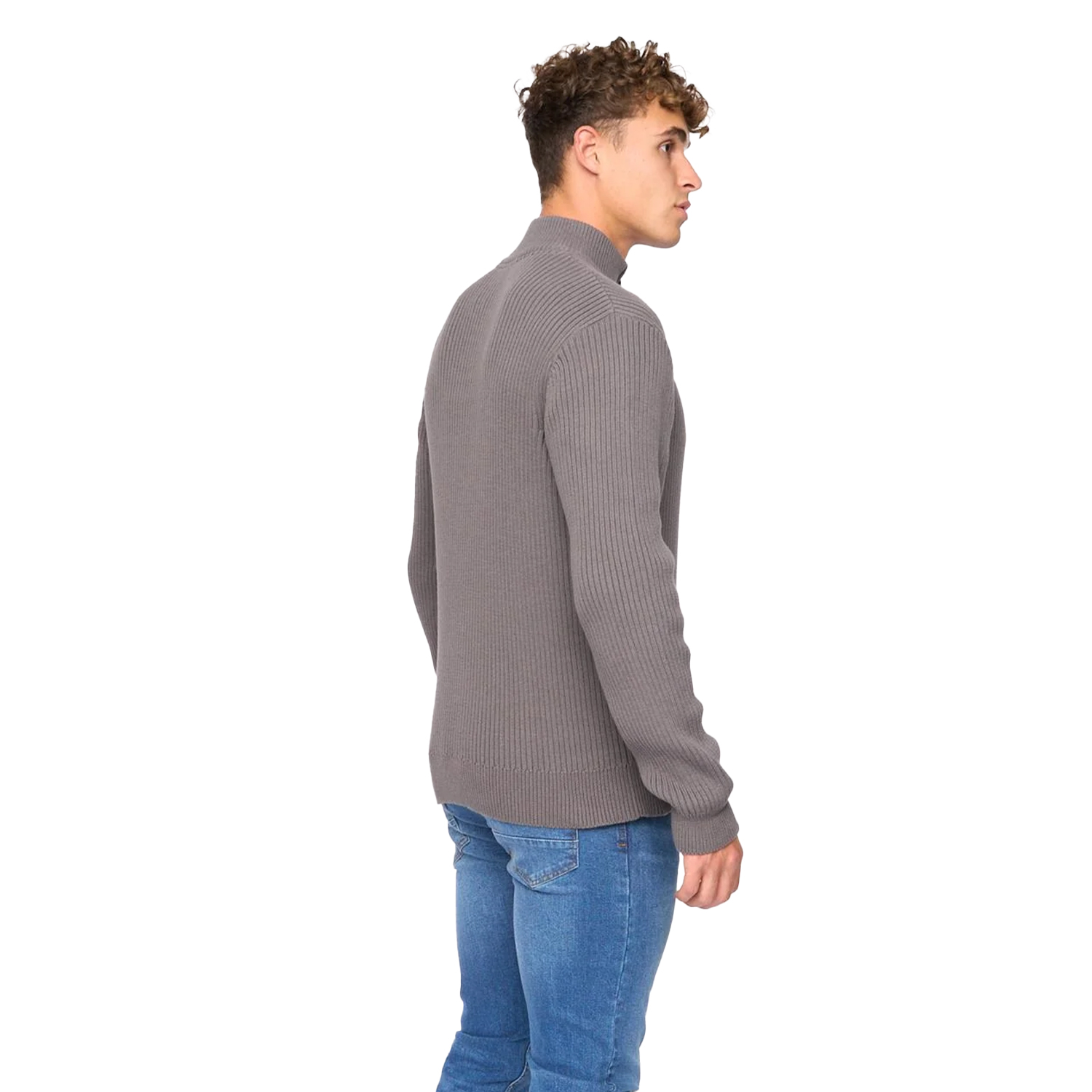 Crosshatch Mens Havaline stickad tröja med kvarts dragkedja (kolgrå) herr – bild 2