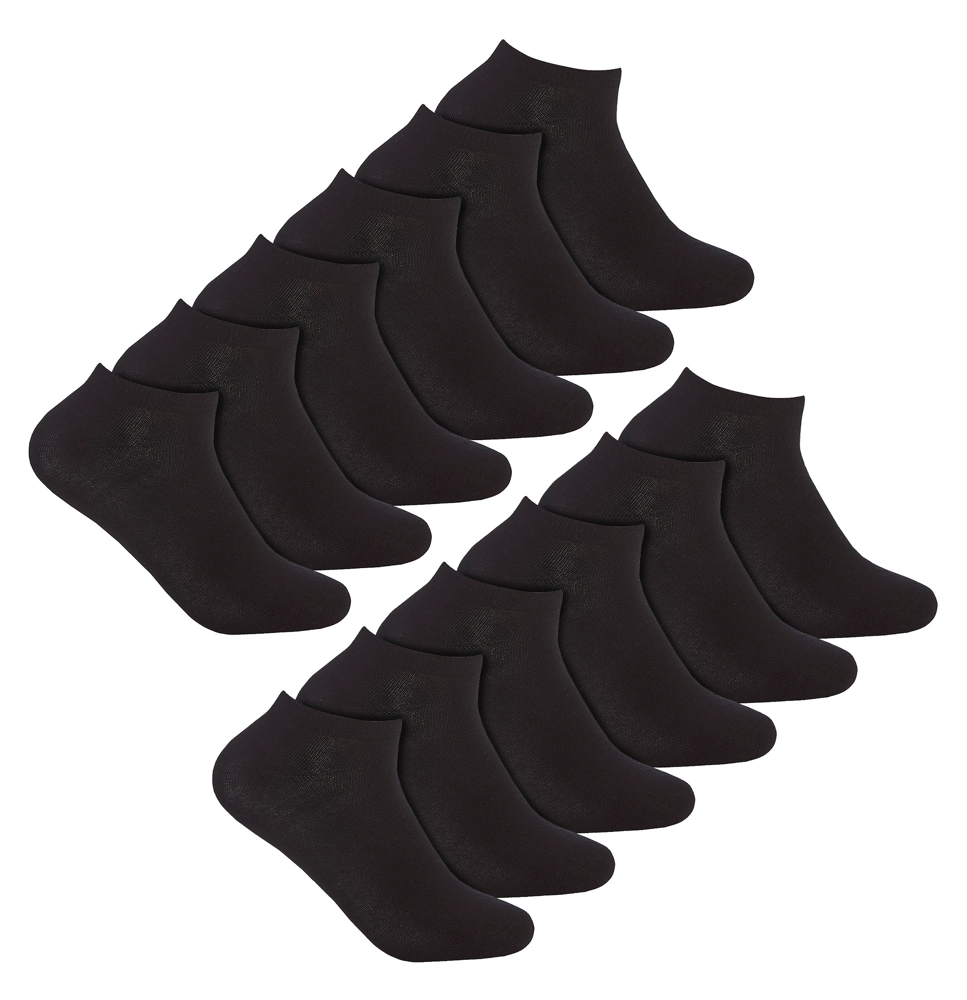 Thumbnail - 12 Paar Multipack Ladies Bamboo Trainer Atmungsaktive Socken - Schwarz