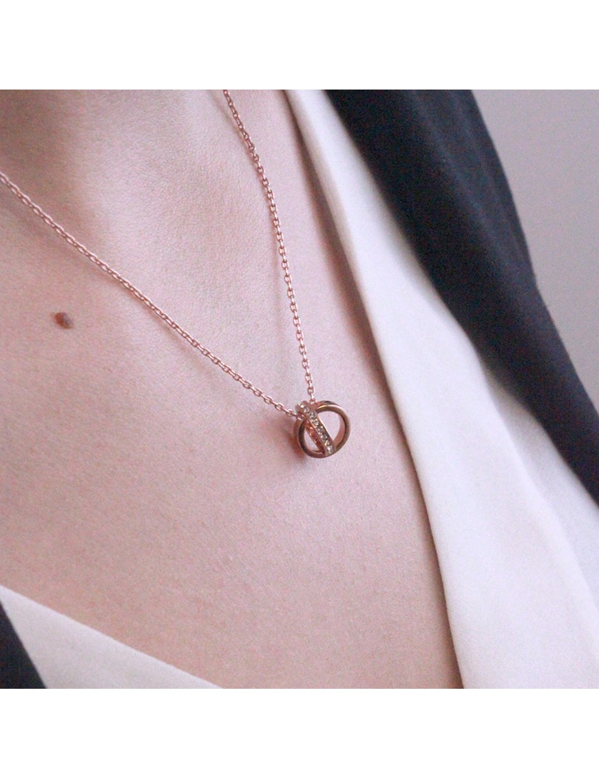 MYC Paris Circle Hoop-hänge roséguld och kristall halsband dam – bild 2