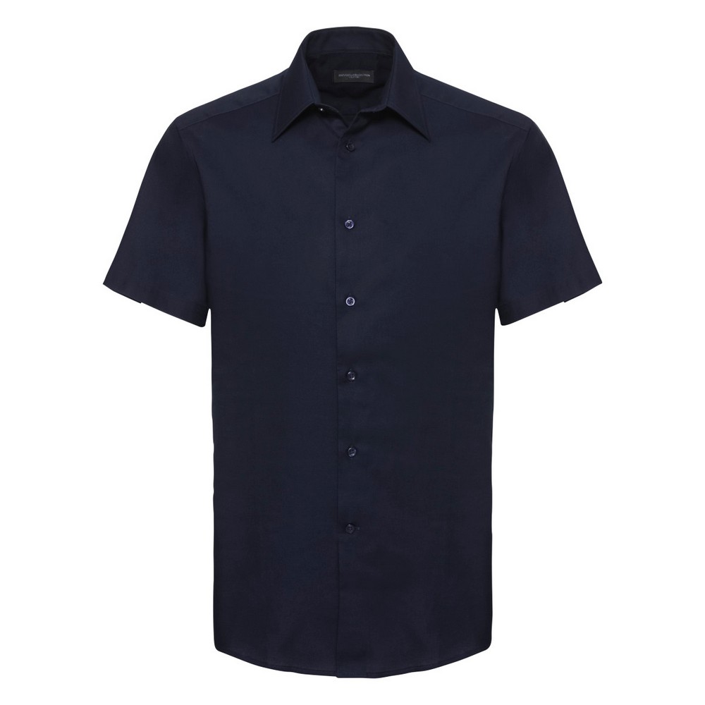 Russell Athletic Collection Mens Short Sleeve Easy Care Tailored Oxford Shirt (Bright Navy) - Multicolour - Size 18 inch