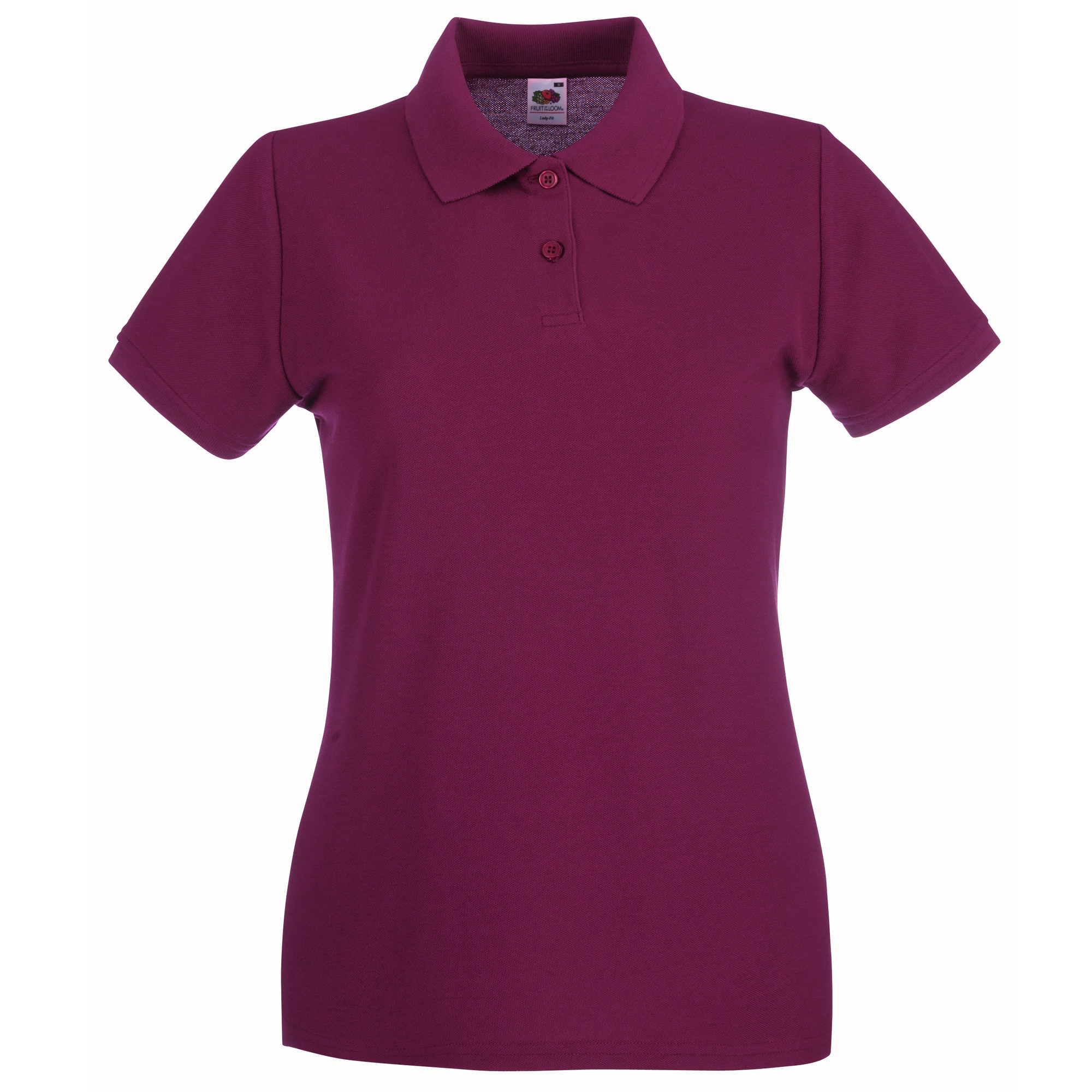 Thumbnail - Fruit Of The Loom Damen Lady-Fit Premium Kurzarm-Poloshirt (Burgund)