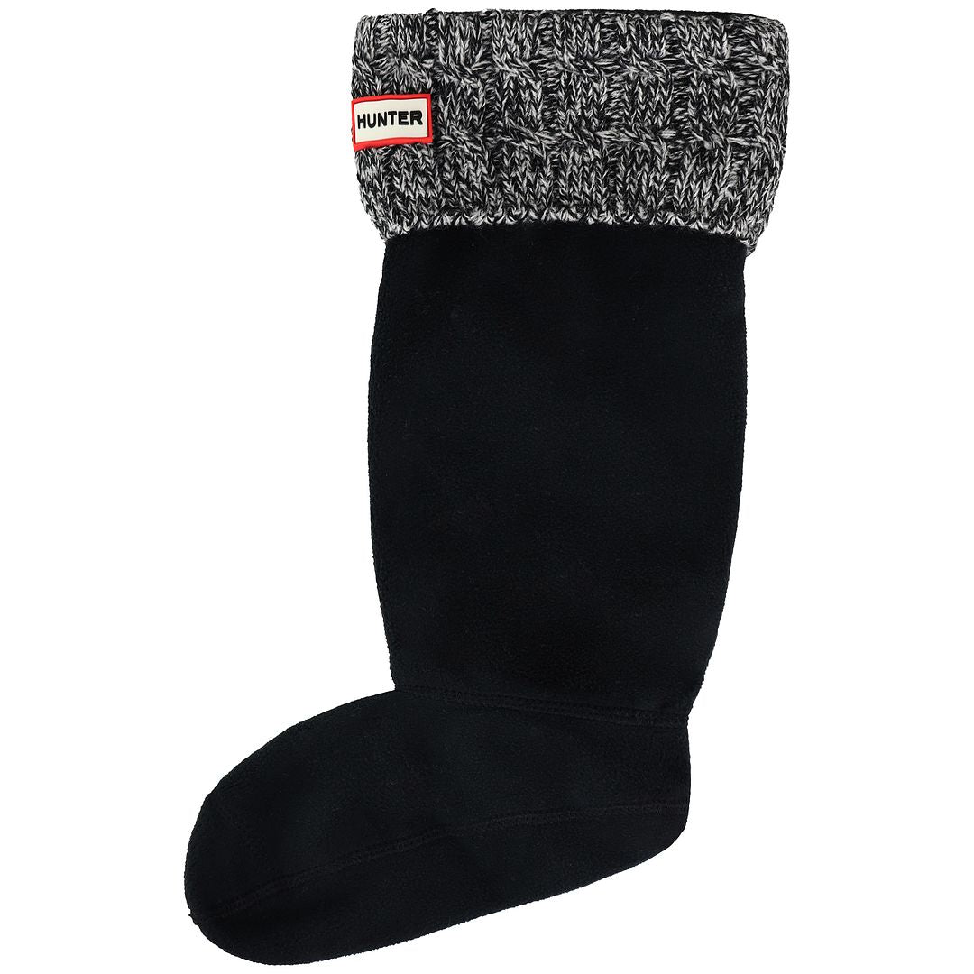 Hunter 6 Stitch Kabelstickade Svarta Höga Stövelstrumpor