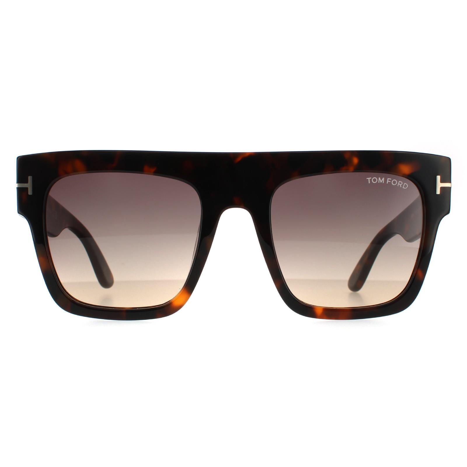 Thumbnail - Tom Ford Square Womens Dark Havana Smoke Gradient
