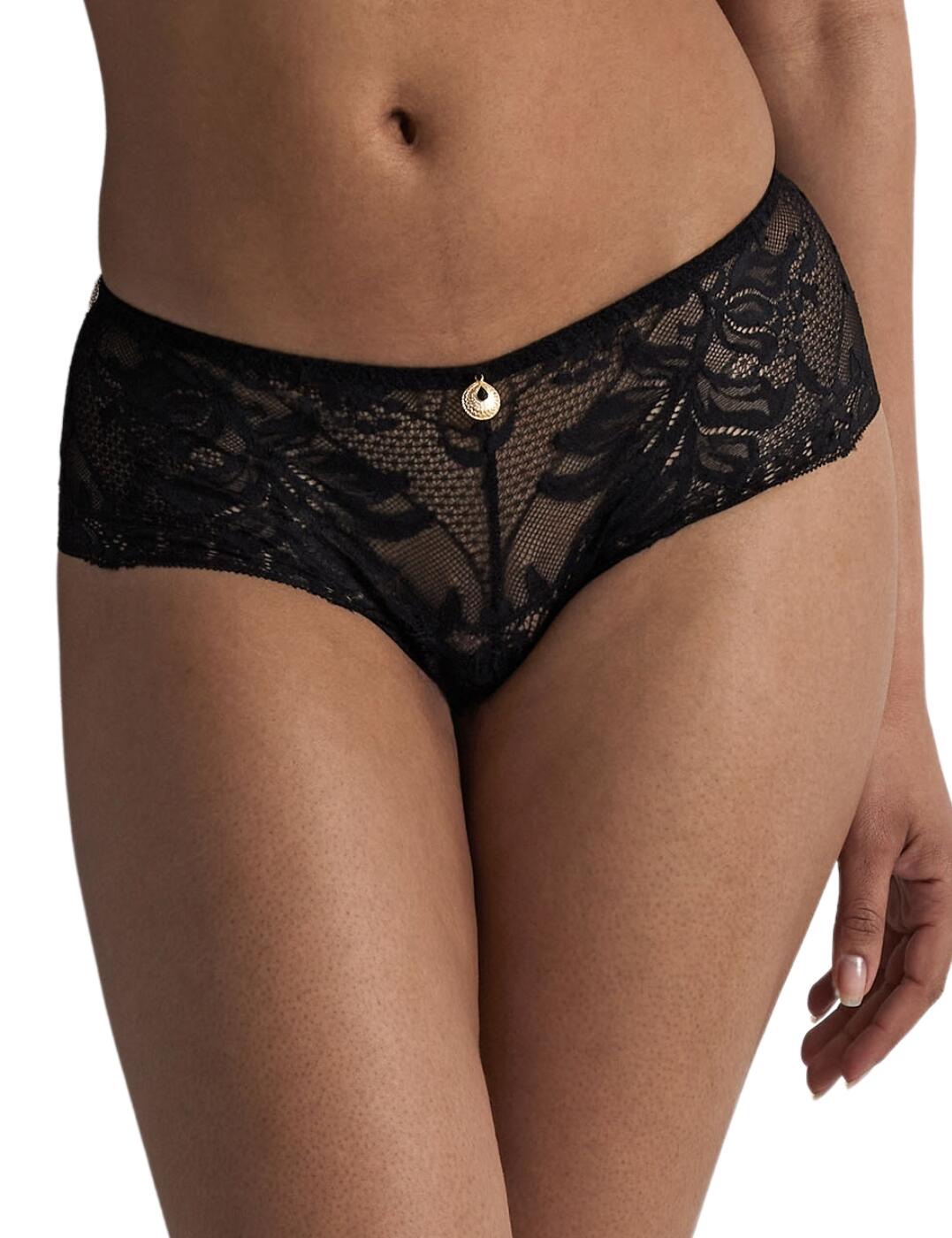 Aubade Womens Gold Pleasure Cheeky Brief – Black Polyamide – Size Large