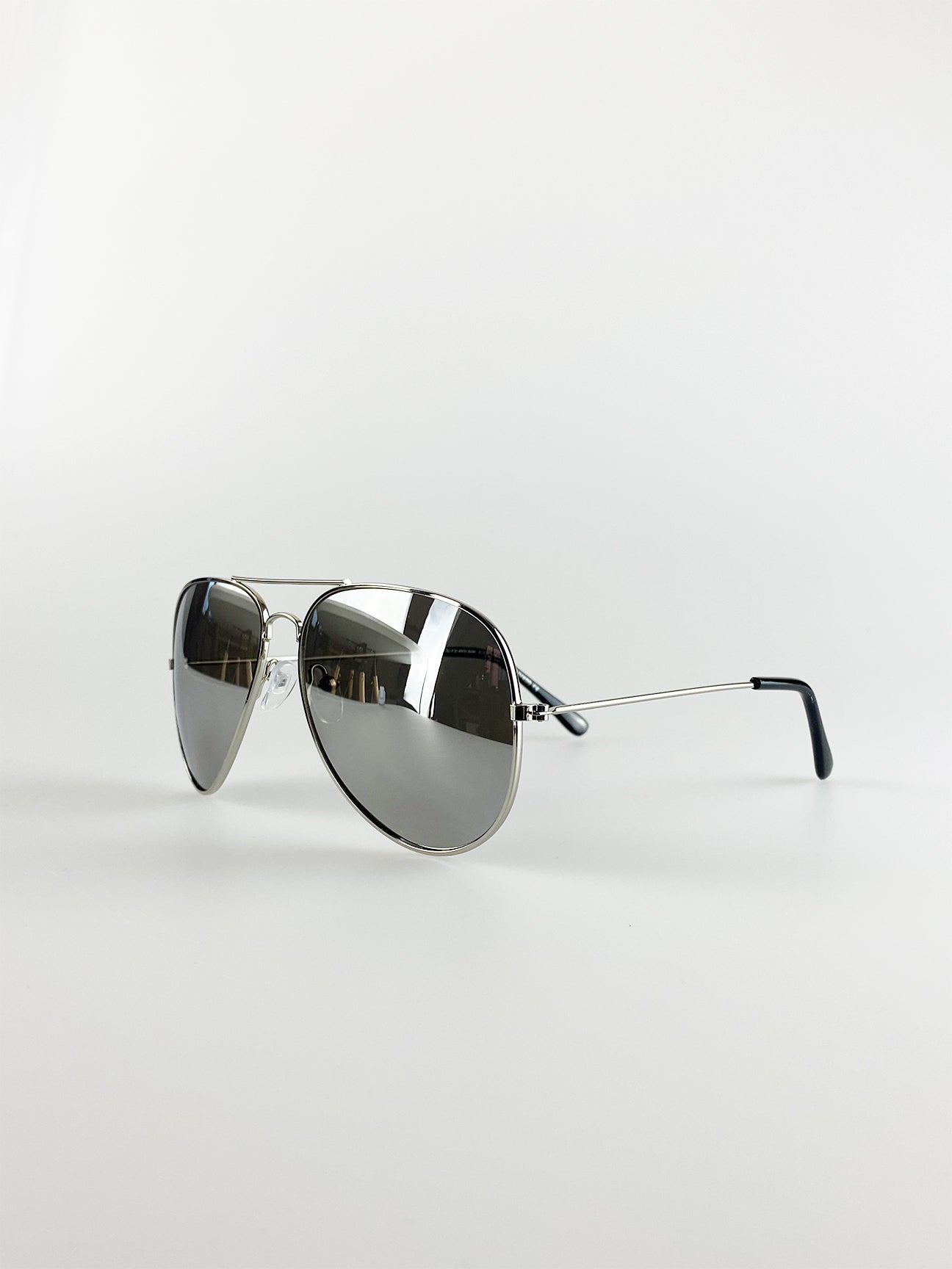 SVNX Mens Silver Classic Pilot Aviator Sunglasses with Mirrored Lens Metal (archived) - One Size
