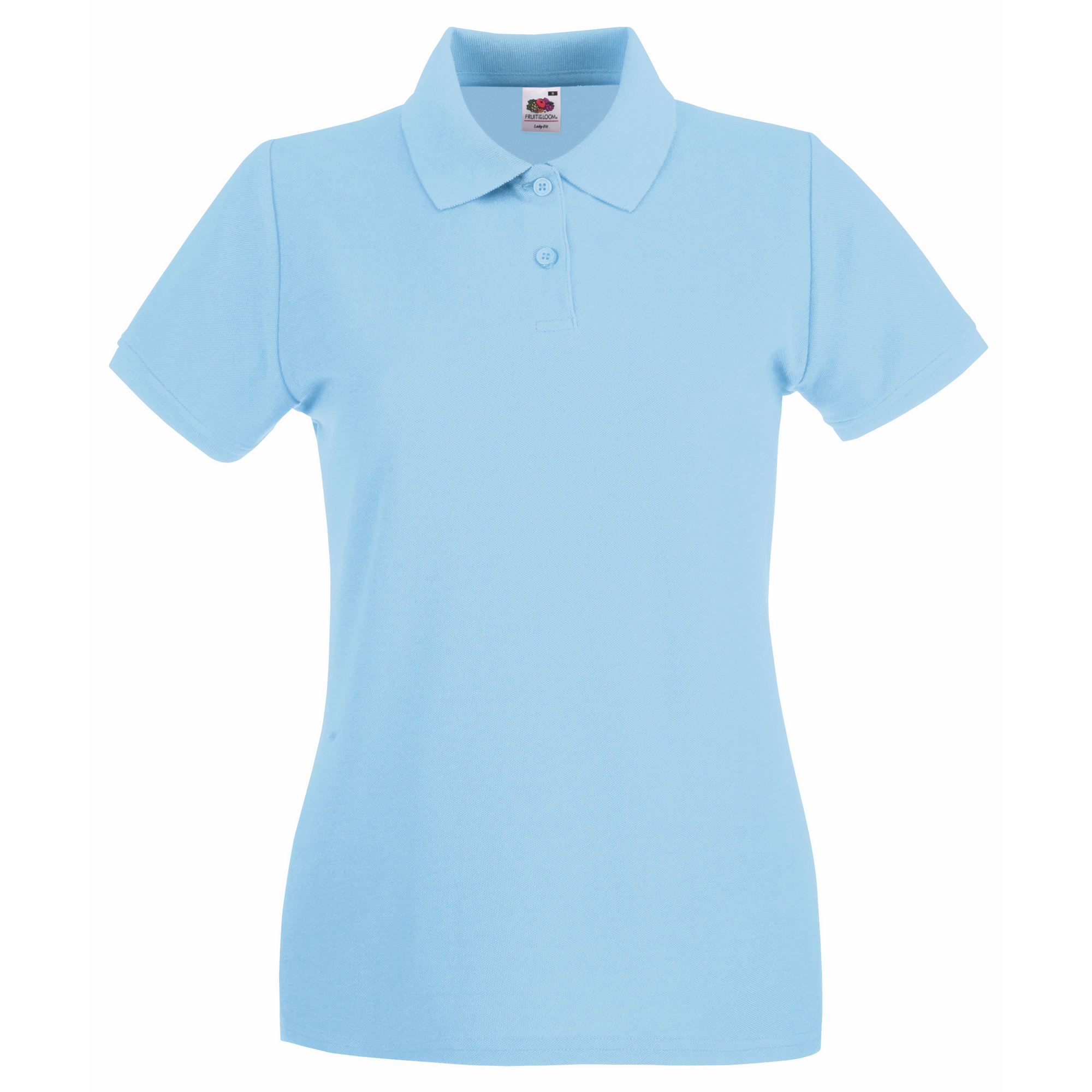 Thumbnail - Fruit Of The Loom Damen Lady-Fit Premium Kurzarm-Poloshirt (Himmelblau)