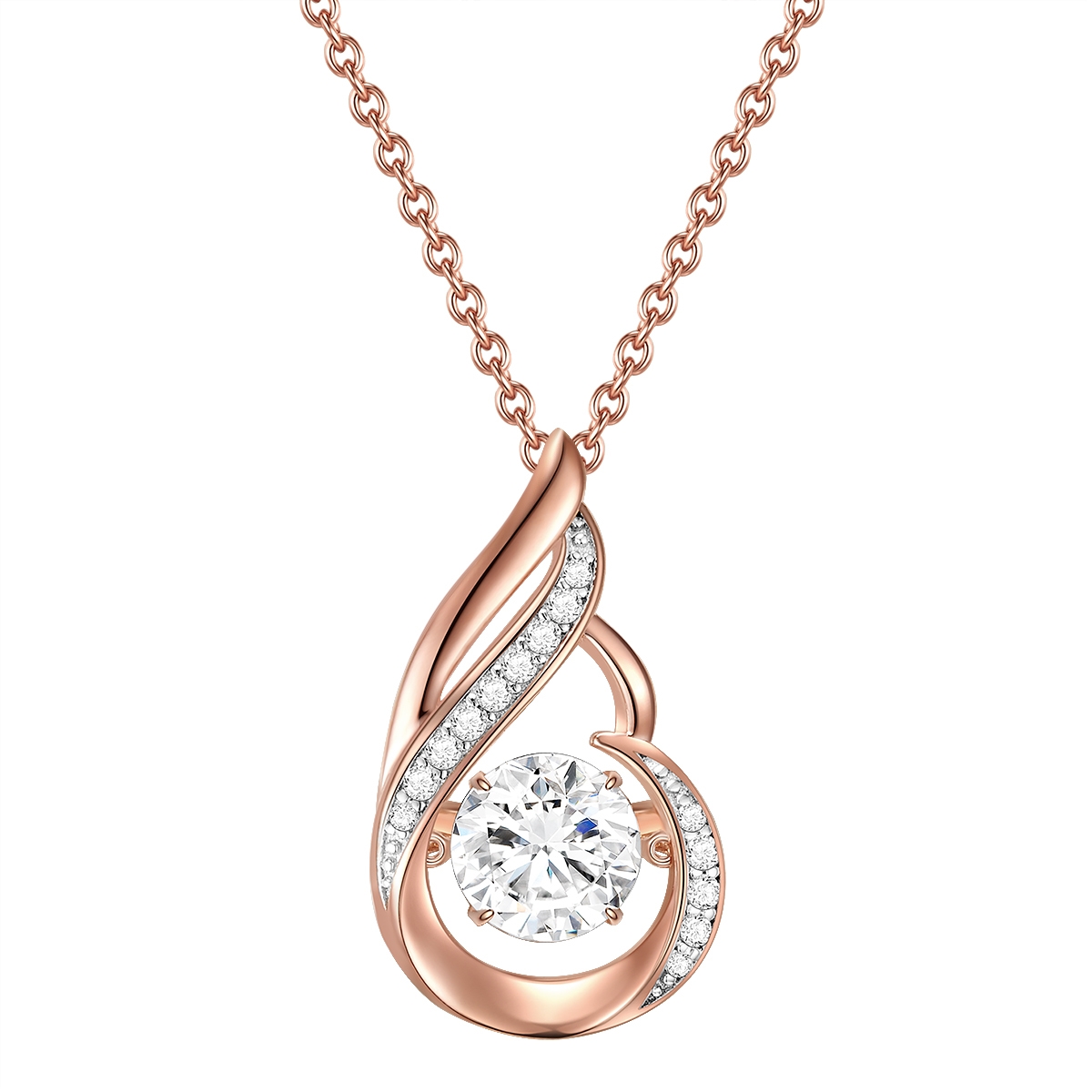 Rafaela Donata Womens Necklace With Pendant Sterling Silver Rose Gold Zirconia White - Size 40cm