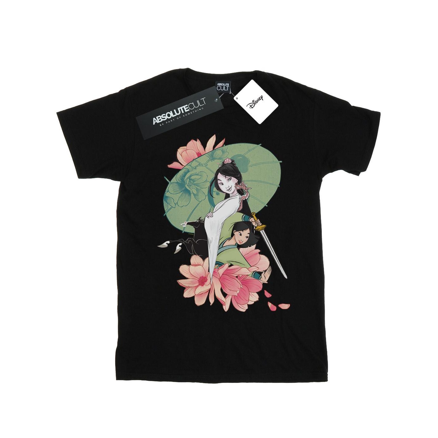 Thumbnail - Disney - "Mulan Magnolia Collage" T-Shirt für Herren (Schwarz)