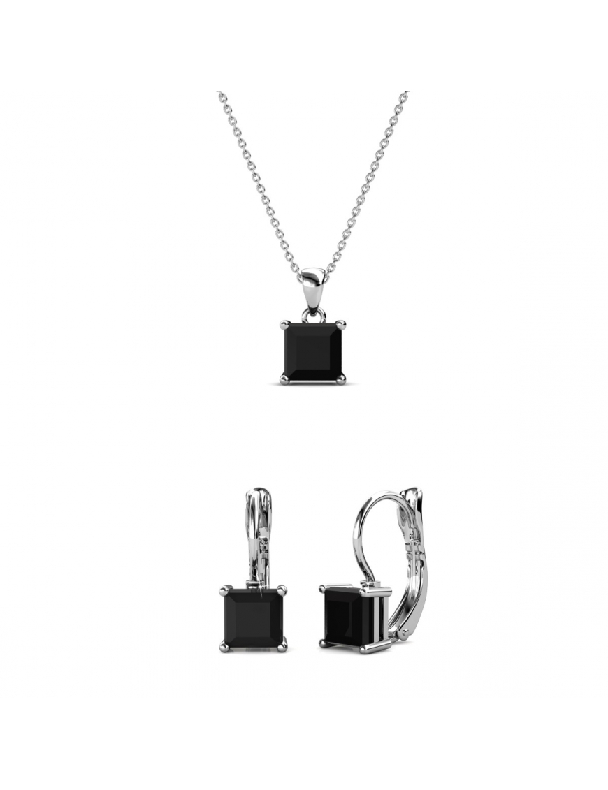 Thumbnail - Parure et Coffret Square - Argenté et Noir