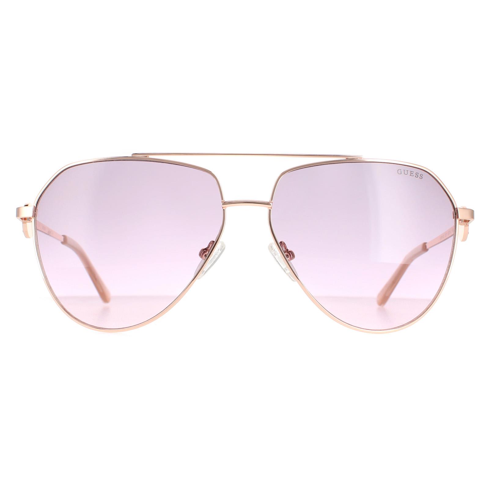 Guess Aviator Womens Shiny Rose Gold Bordeaux Gradient GF6140 Metal (archived) - One Size