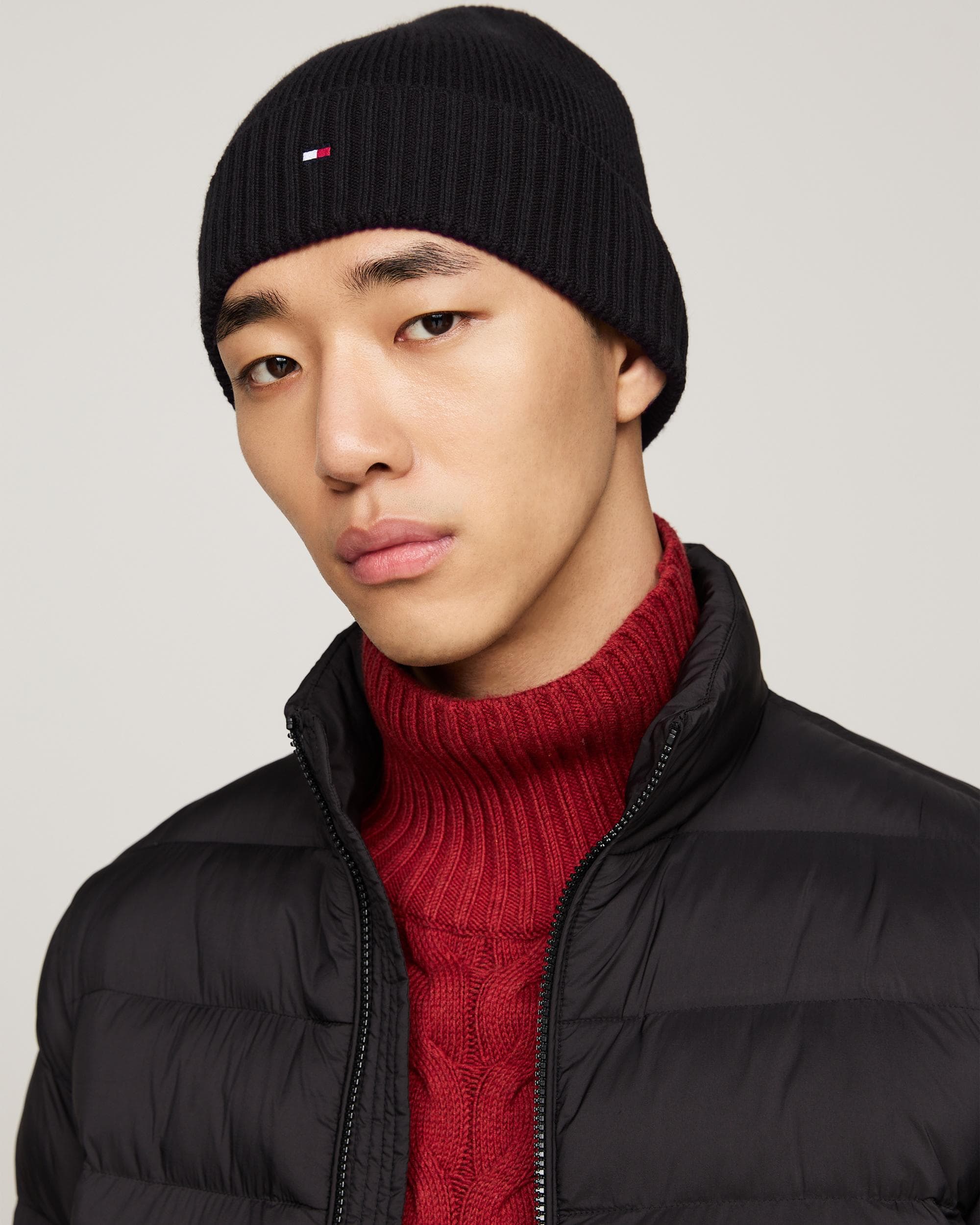 Tommy Hilfiger Flag Embroidery Beanie, Black, Men - Image 5