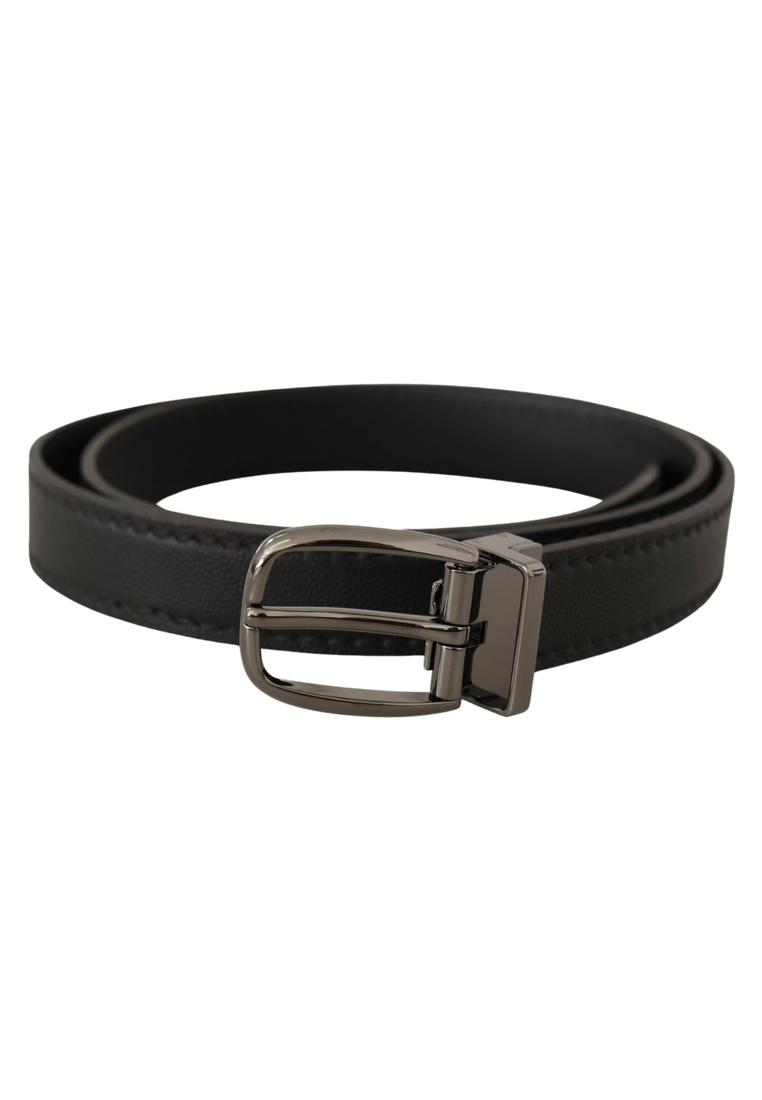 Dolce & Gabbana Mens Black Leather Metal Logo Buckle Belt - Size 95 cm