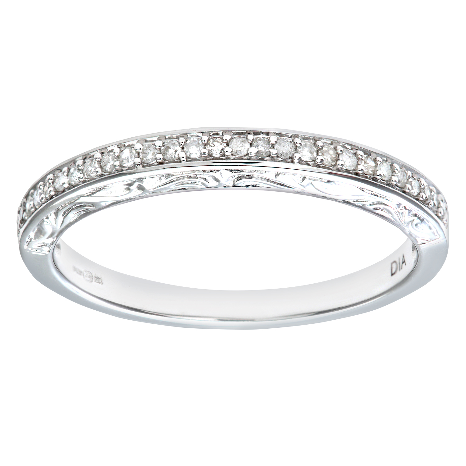Diamant L’Eternel Womens Ladies 9ct White Gold 10pts Diamond Eternity Ring – Size P