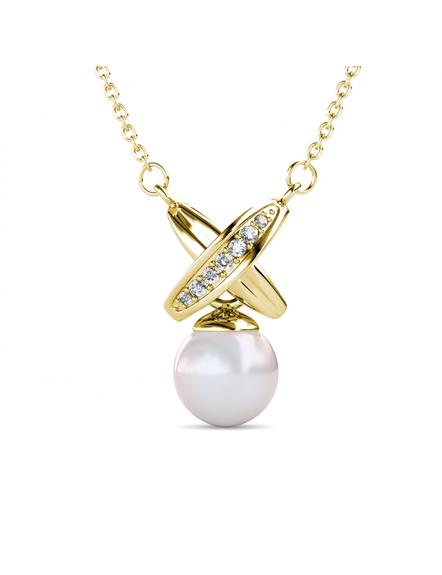 Thumbnail - Collier Chris Pearl - Doré et Cristal