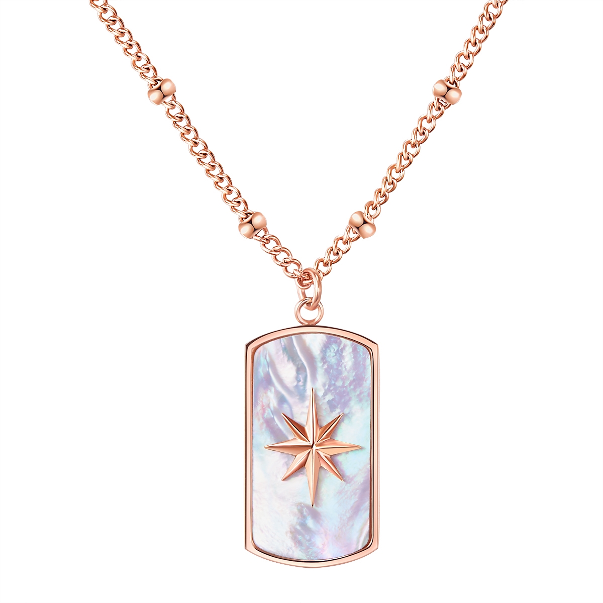 Valero Pearls Womens Female Stainless Steel Necklace - Rose Gold - Size 45cm