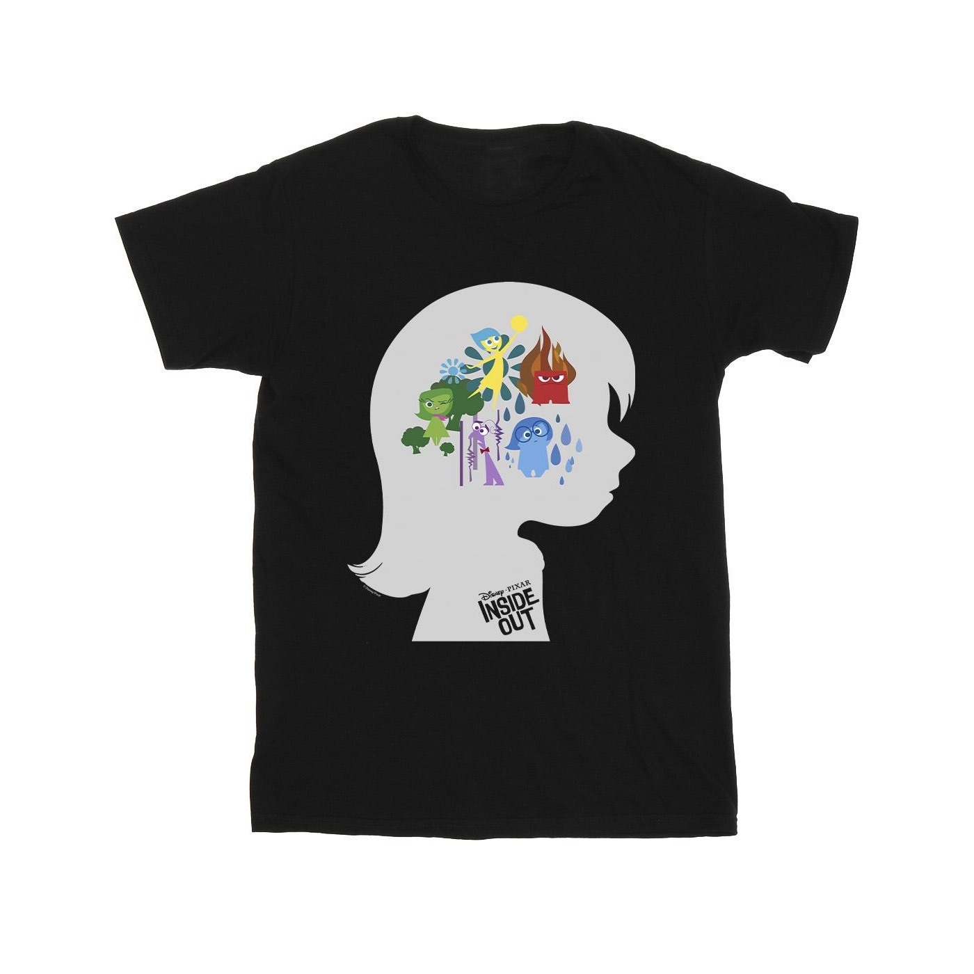 Disney Jongens Binnenste Buiten Hoofd Silhouet T-shirt (Zwart)