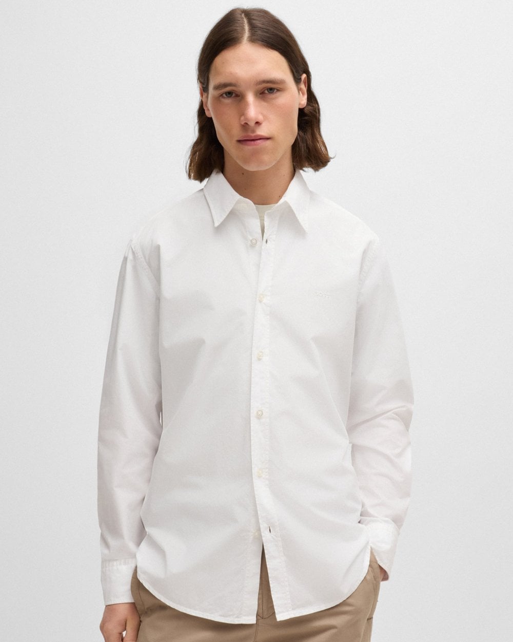 Thumbnail - BOSS Orange Relegant 6 Herren Regular-Fit Hemd aus Baumwoll-Popeline mit Kent-Kragen