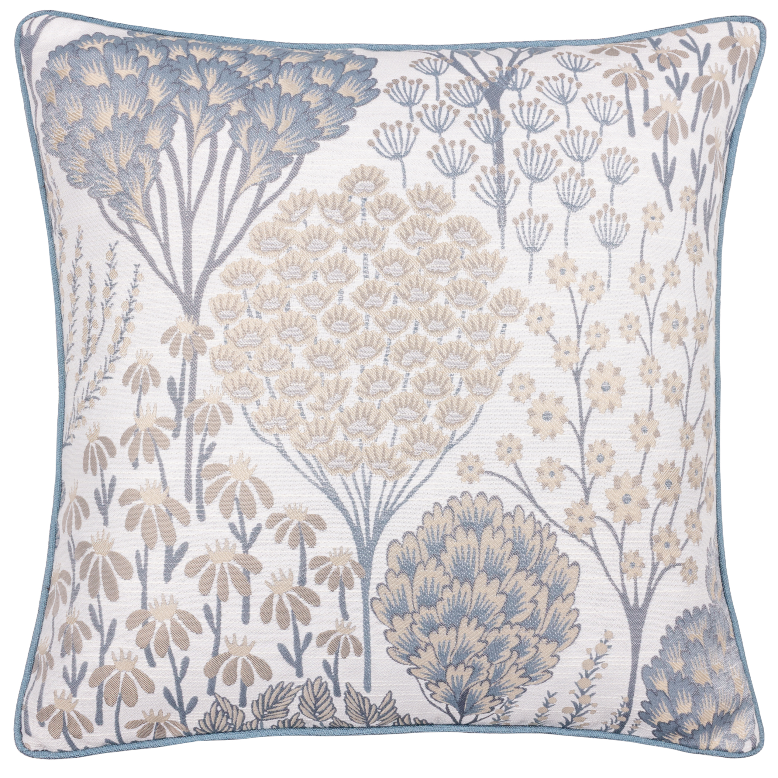 Wylder Nature Ophelia Floral Jacquard Feather Filled Cushion - Beige - Size 50 cm x 50 cm