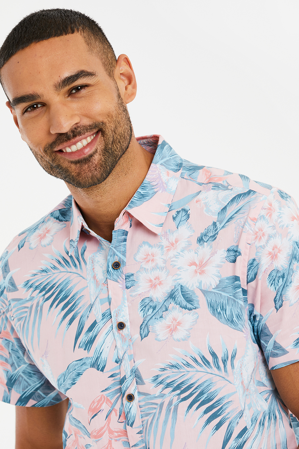 'Tropical' Cotton Short Sleeve Hawaiian Style Shirt