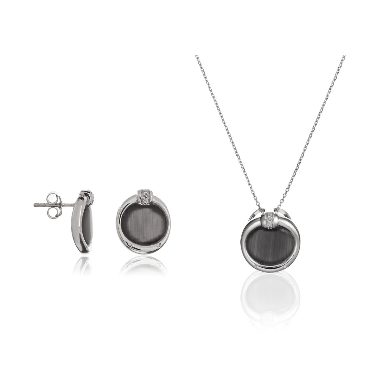 Orphelia Damen 925 Sterling Silber Set, Kettenanhänger + Ohrringe - Silber Set-5900