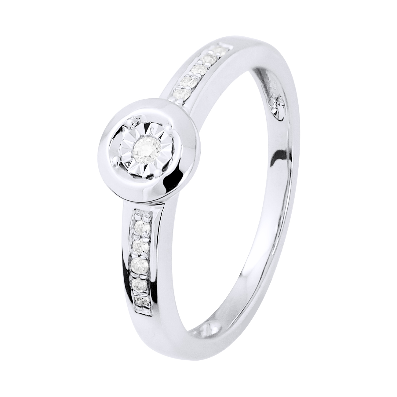 Thumbnail - Diamant Solitär unterstützt 0,070 Cts Illusion 1 Ct Weißgold